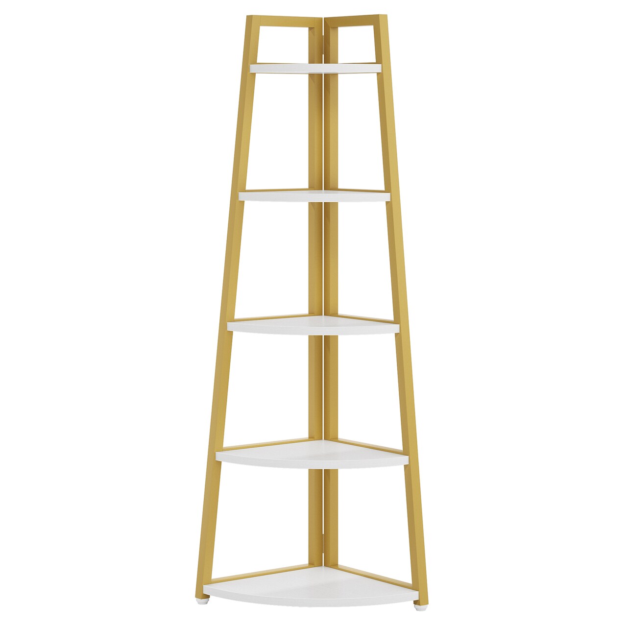 Tribesigns 70" Tall Corner Shelf 5 Tier Rustic Industrial Bookcase Plant Stand